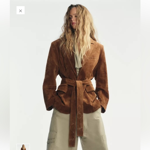 Zara Jackets & Blazers - Zara Genuine Brown Suede Belted Jacket